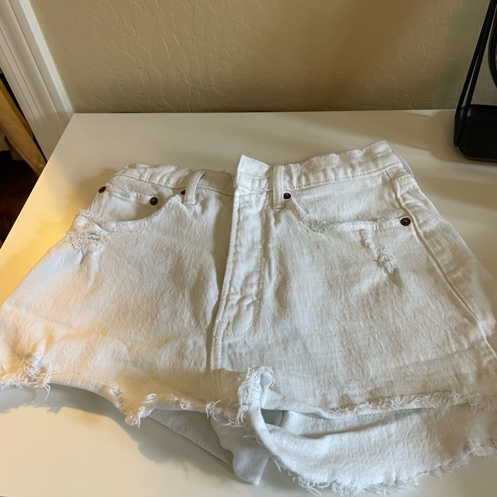 Abercrombie white jean shorts